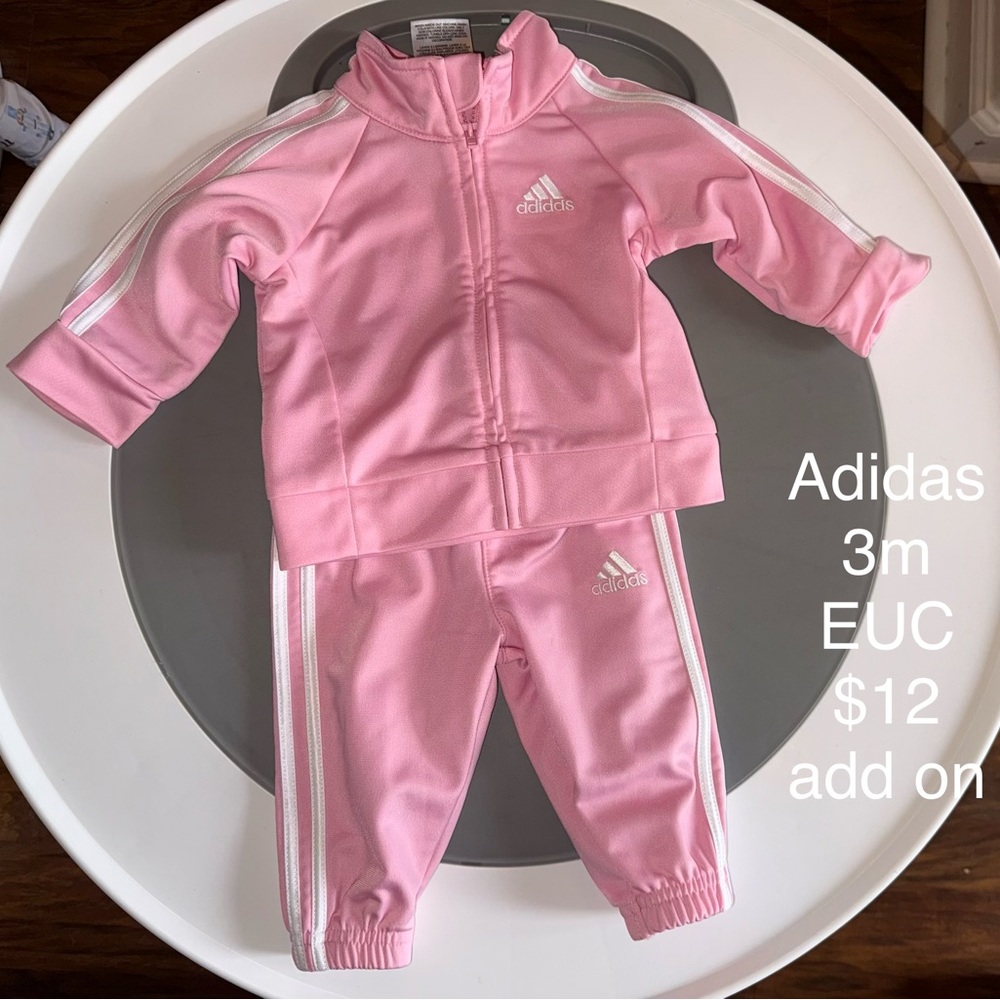 adidas Pink Kids Matching Tracksuit Set